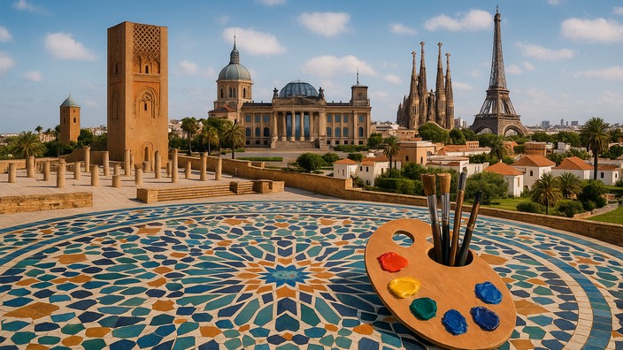 Kulturschaffende nach Marokko. Foto mit Hilfe von ChatGPT erstellt